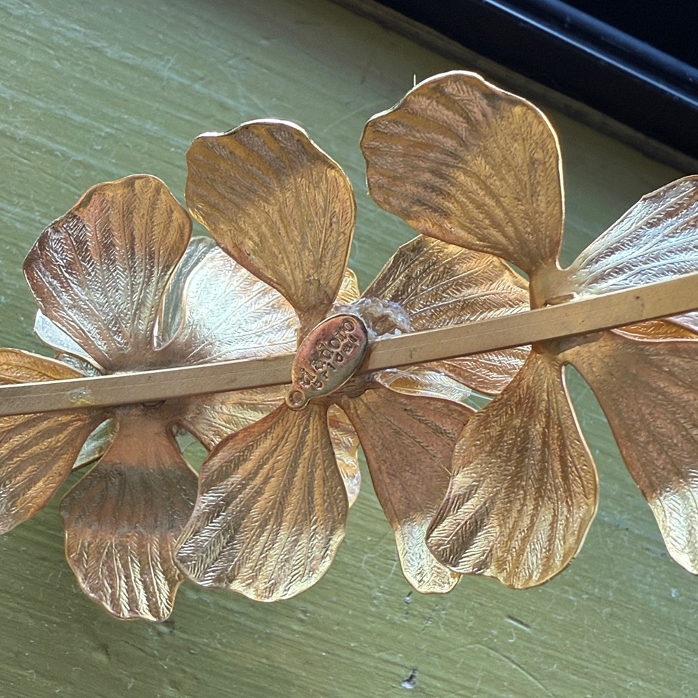 Anthropologie Ti Adoro Bridal Gold Metal Floral Headband - Picture 5 of 6